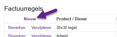 Een nieuwe factuurregel maken